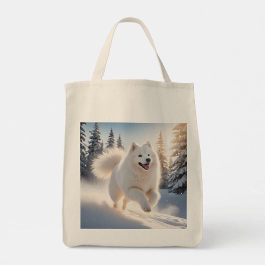 Samoyed Elegant Grocery Canvas tas (Achterkant)