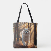 Samoyed Elegant Schouder Canvas tas (Achterkant)