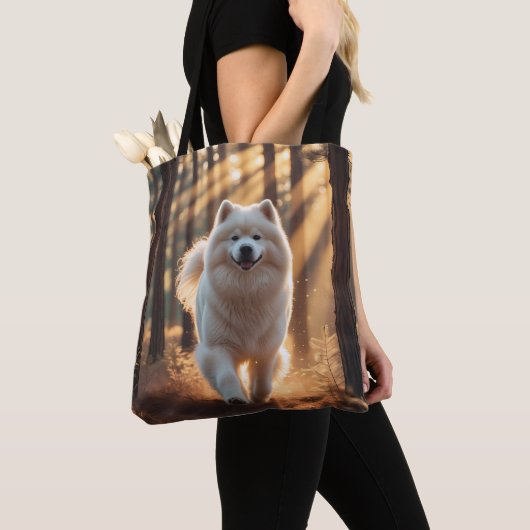 Samoyed Elegant Schouder Canvas tas (Dichtbij)