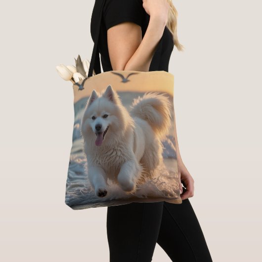 Samoyed Elegant Schouder Canvas tas (Dichtbij)