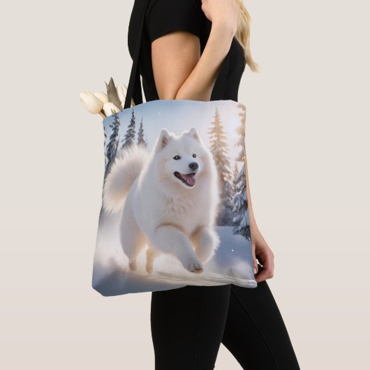 Samoyed Elegant Schouder Canvas tas (Dichtbij)