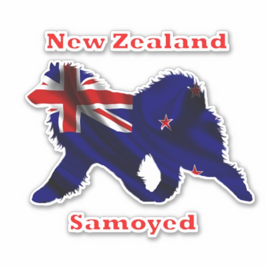 Samoyed en vlag 8 in vinylstickers met aangepaste  sticker (Voorkant)