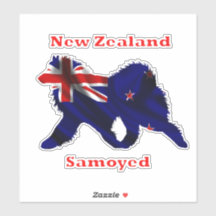 Samoyed en vlag L 8in vinylstickers met aangepaste