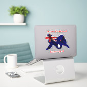 Samoyed en vlag L 8in vinylstickers met aangepaste Sticker (Laptop op bureau)