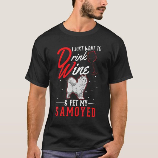 Samoyed En Wijn T-shirt (Voorkant)