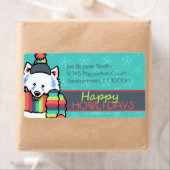 Samoyed Eskie Happy Howlidays Etiket (Insitu)