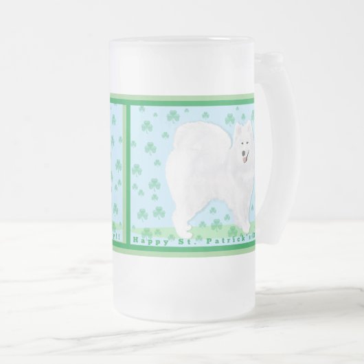 Samoyed Frosted Mok 16 oz; St. Pat Day! (Voorkant rechts)