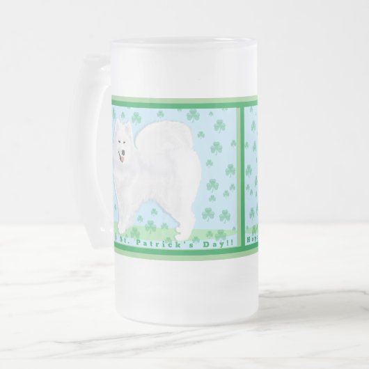 Samoyed Frosted Mok 16 oz; St. Pat Day! (Voorkant links)