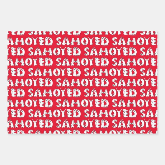 Samoyed gespeld in Samoyed Dogs Letters Funny Inpakpapier Vel (Voorkant)