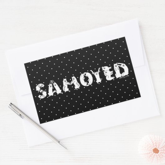 Samoyed gespeld in Samoyed Dogs Letters Funny Rechthoekige Sticker (Envelop)