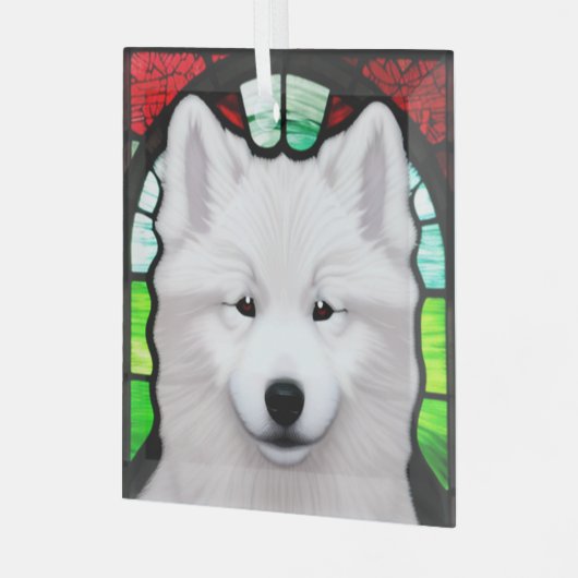 Samoyed "Glas in lood" Glas Ornament (Voorkant links)
