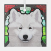 Samoyed "Glas in lood" Glas Ornament (Voorkant)
