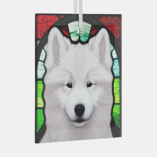 Samoyed "Glas in lood" Glas Ornament (Voorkant Rechts)