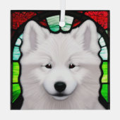 Samoyed "Glas in lood" Glas Ornament (Achterkant)
