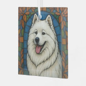 Samoyed "Glas in lood" Glas Ornament (Voorkant links)