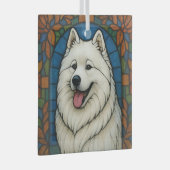 Samoyed "Glas in lood" Glas Ornament (Voorkant Rechts)