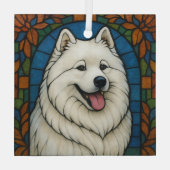 Samoyed "Glas in lood" Glas Ornament (Achterkant)