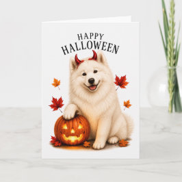 Samoyed Halloween Duivel Hond Kaart