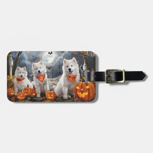Samoyed Halloween Griezelig Bagagelabel (Voorkant horizontaal)