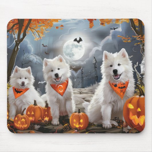 Samoyed Halloween Griezelig Muismat (Voorkant)