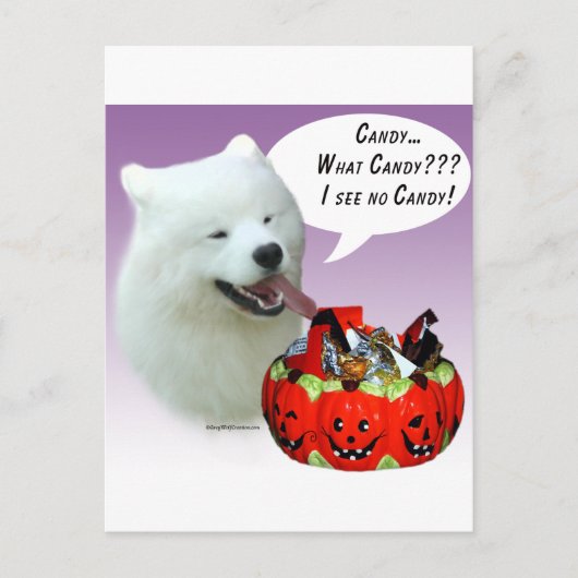 Samoyed Halloween-Snoep Briefkaart (Voorkant)