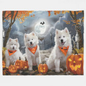 Samoyed Halloween Spoken Fleece Deken (Voorkant (Horizontaal))