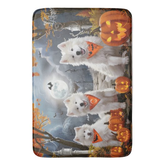 Samoyed Halloween Spooky Badmat (Voorkant Verticaal)