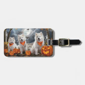 Samoyed Halloween Spooky Bagagelabel (Voorkant horizontaal)