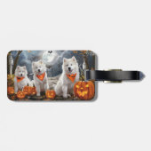Samoyed Halloween Spooky Bagagelabel (Achterkant horizontaal)