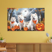 Samoyed Halloween Spooky Canvas Afdruk (Insitu (Woonkamer))