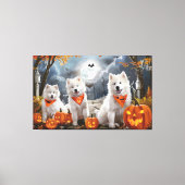 Samoyed Halloween Spooky Canvas Afdruk (Voorkant)