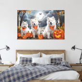Samoyed Halloween Spooky Canvas Afdruk (Insitu (Slaapkamer))