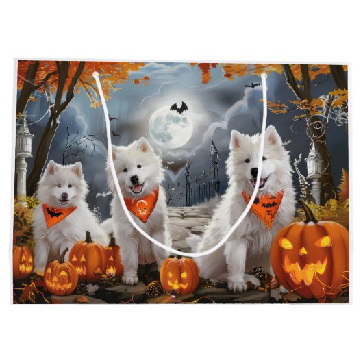 Samoyed Halloween Spooky Groot Cadeauzakje (Achterkant)