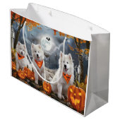 Samoyed Halloween Spooky Groot Cadeauzakje (Achterkant Gekanteld)
