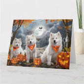 Samoyed Halloween Spooky Kaart (Voorkant)
