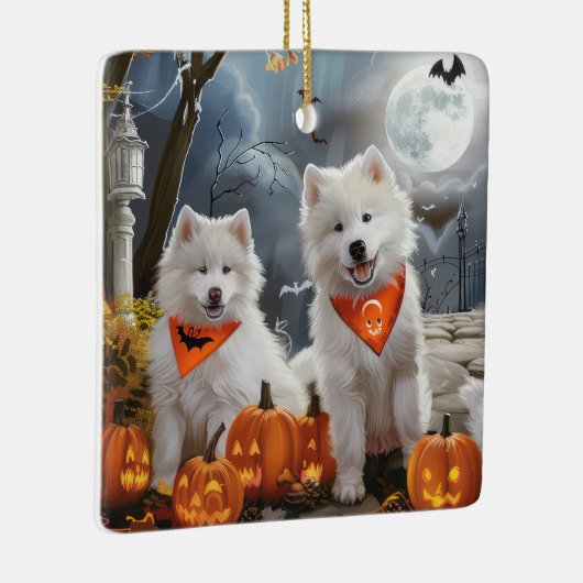 Samoyed Halloween Spooky Keramisch Ornament (Rechts)