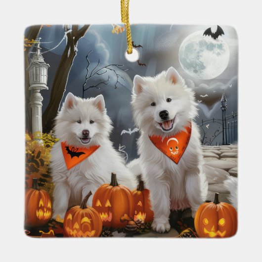 Samoyed Halloween Spooky Keramisch Ornament (Voorkant)
