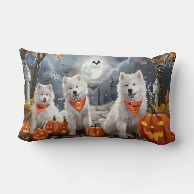 Samoyed Halloween Spooky Kussen (Achterkant)