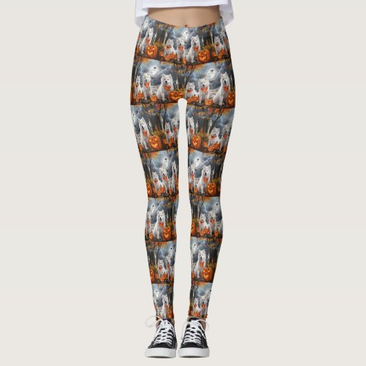 Samoyed Halloween Spooky Leggings (Voorkant)