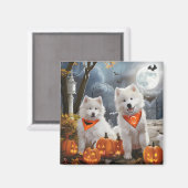 Samoyed Halloween Spooky Magneet (Voorkant / Achterkant)