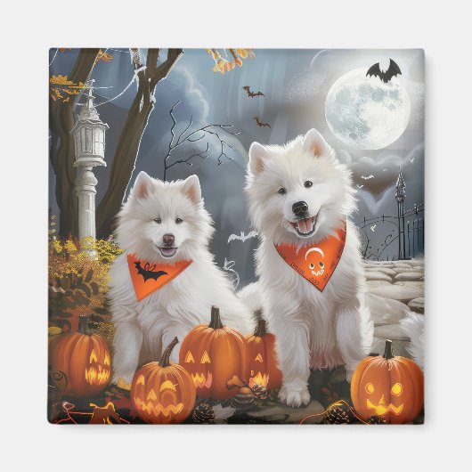 Samoyed Halloween Spooky Magneet (Voorkant)