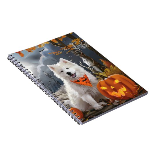 Samoyed Halloween Spooky Notitieboek (Rechterzijde)
