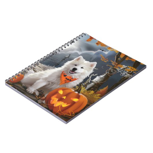 Samoyed Halloween Spooky Notitieboek (Linkerzijde)