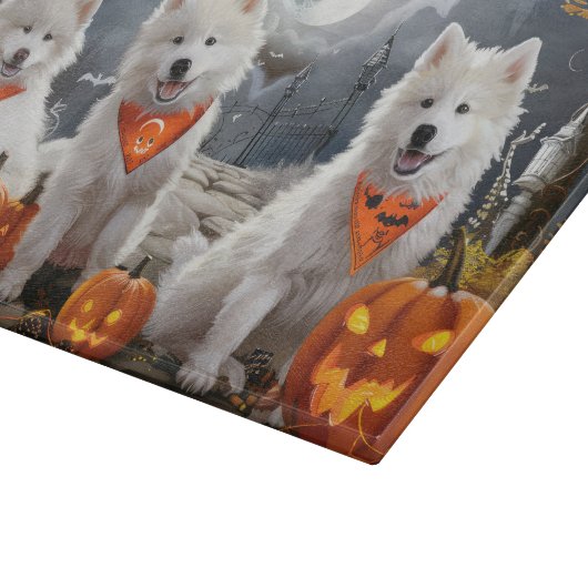 Samoyed Halloween Spooky Snijplank (Hoek)