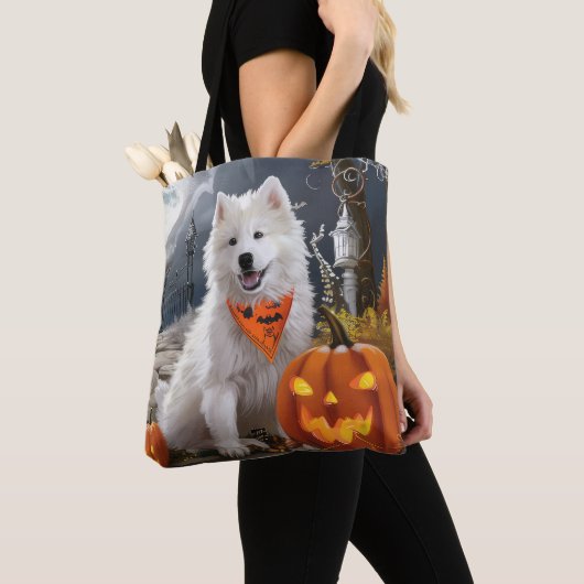 Samoyed Halloween Spooky Tote Bag (Dichtbij)