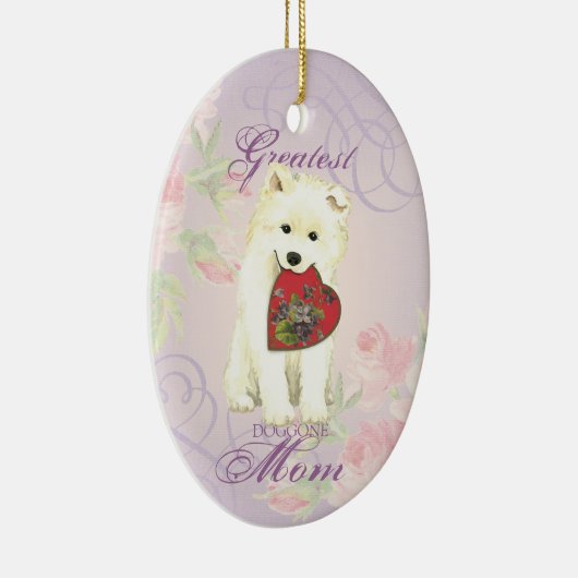 Samoyed Heart Mam Ceramic Ornament (Rechts)