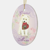 Samoyed Heart Mam Ceramic Ornament (Links)