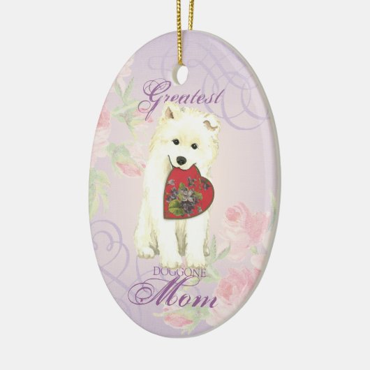 Samoyed Heart Mam Ceramic Ornament (Links)