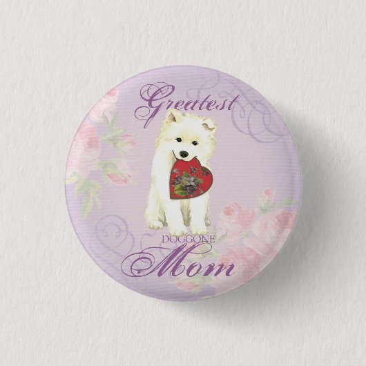 Samoyed Heart mama Ronde Button 3,2 Cm (Voorkant)