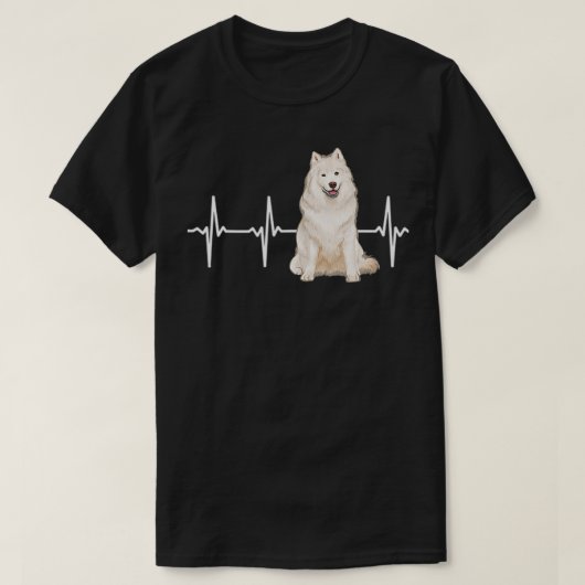 Samoyed Heartbeat Hondenliefhebber T-shirt (Design voorkant)
